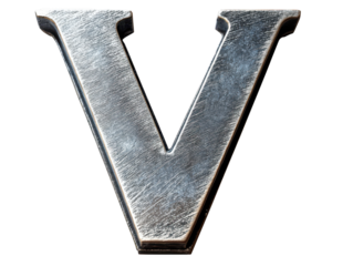 Silver letter v on black background, a modern minimalist graphic design element
