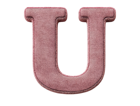 Vibrant pink neon letter u on black background, a modern graphic design element