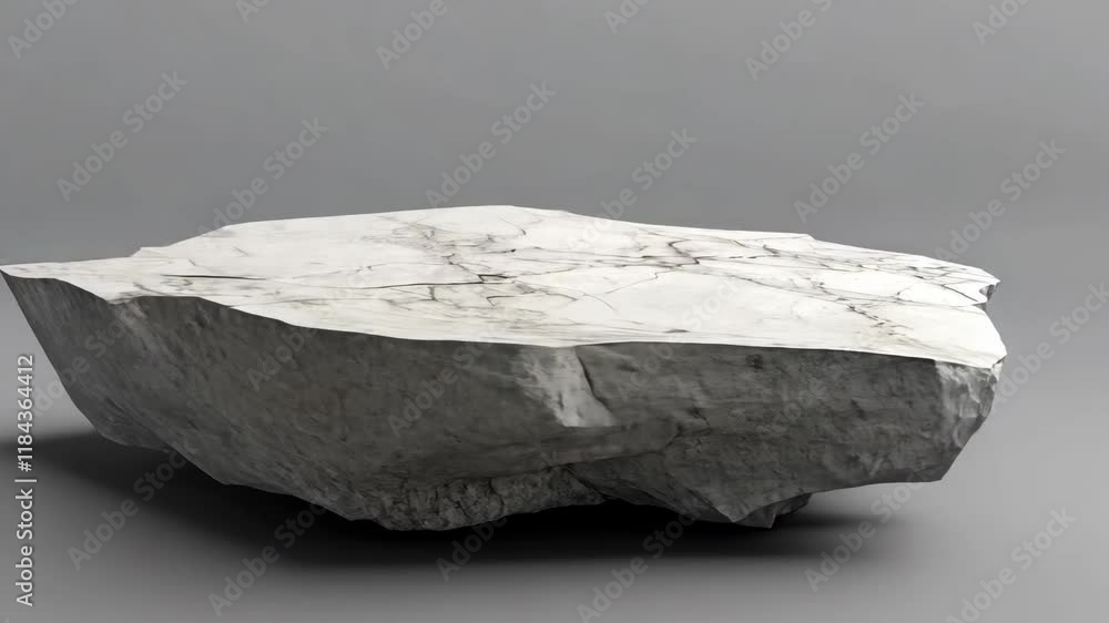 Poster Unique stone slab with intricate patterns and textures displayed on a minimalist surface in a modern setting