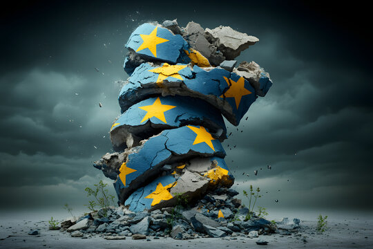 Symbolische Darstellung des Zerfalls der Europ&auml;ischen Union
