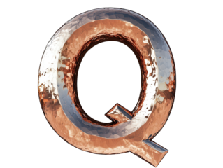 Elegant copper letter q on a dark background, stunning metallic typography design for modern and classic projects