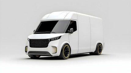Naklejka premium Modern Electric Delivery Van with Sleek Design and Distinctive Features