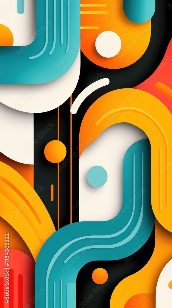 Aufkleber vibrant geometric abstract shapes and colorful minimal patterns