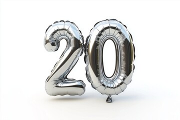 silver balloon floating number 20