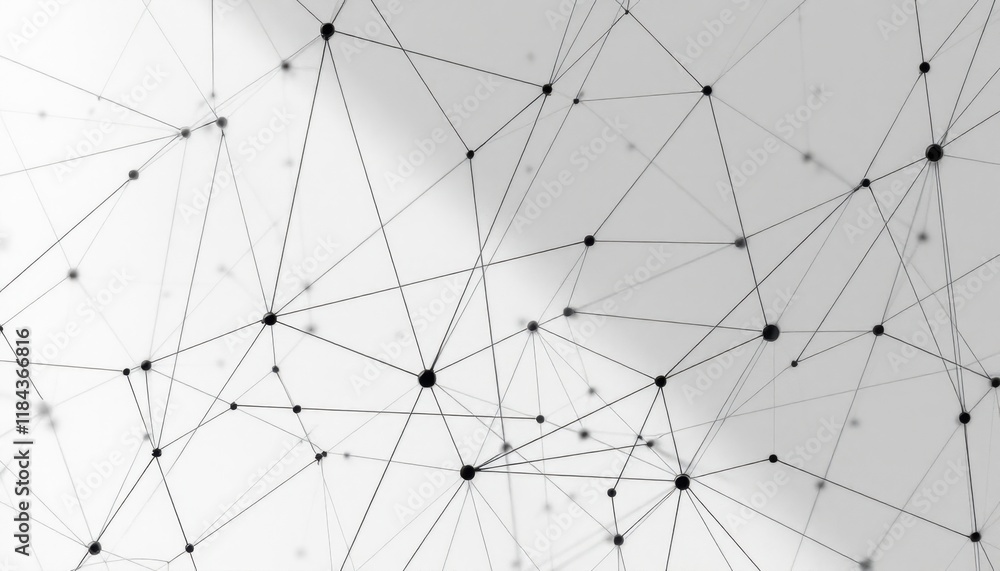 Poster abstract geometric network with interconnected lines and nodes on white background