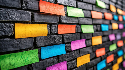 A creative vision board with personal and professional goal categories Stock Photo with side copy space.