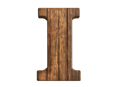Wooden letter "i" on dark background, alphabet photography for educational and design resources