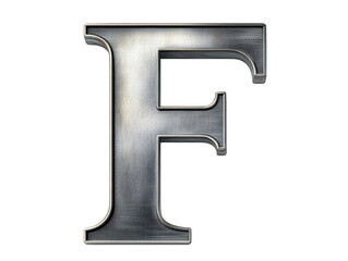 Sleek metal letter f on black, industrial design element for modern projects