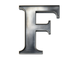 Sleek metal letter f on black, industrial design element for modern projects