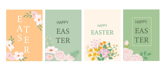 Elegant floral geometry designs for happy easter greeting cards and decorations.