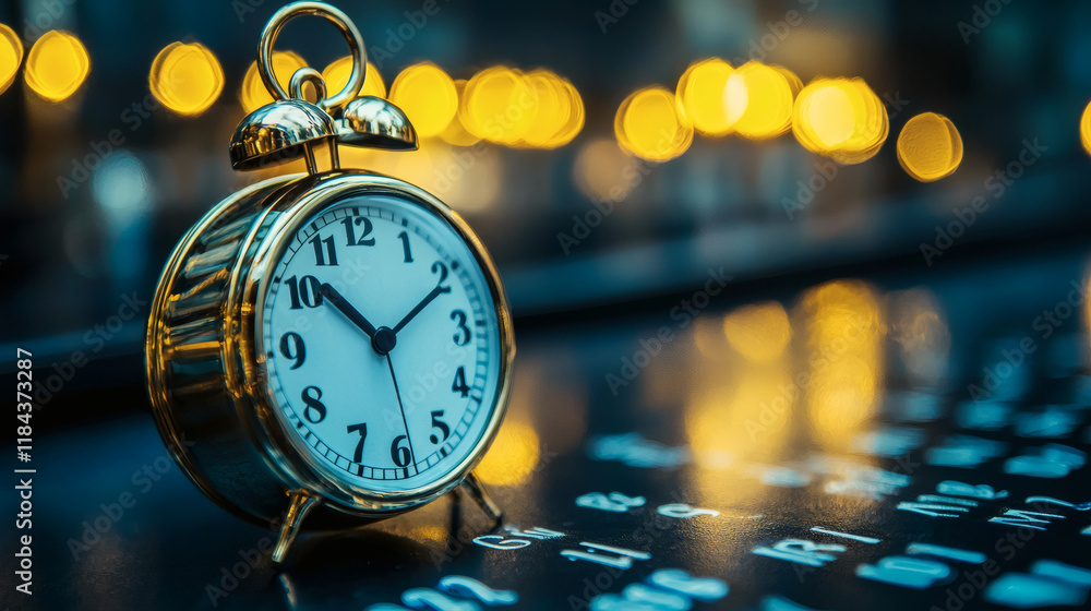 Aufkleber A workspace showcasing tools like calendars and productivity apps for better time management Stock Photo with side copy space.