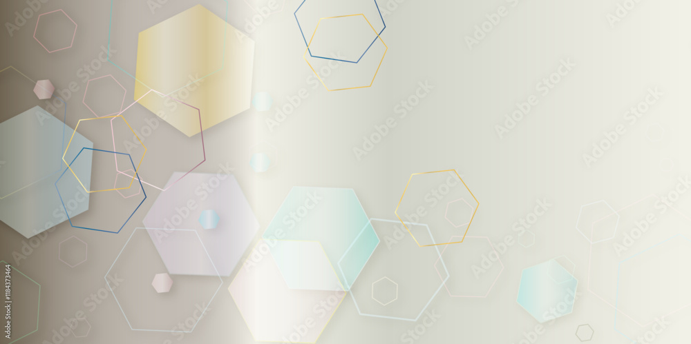 Aufkleber abstract technology color circle hexagon 3d effect out line pattern with shadow seamless texture bac