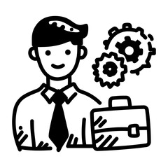 A hand drawn icon of a business manager