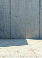 Fototapeta premium Bare concrete ground with subtle grays and shadows, gray concrete slab, natural light, simplicity