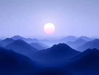 Fototapeta premium Serene Blue Mountains 3D Illustration