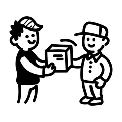 Order delivery icon in hand drawn style
