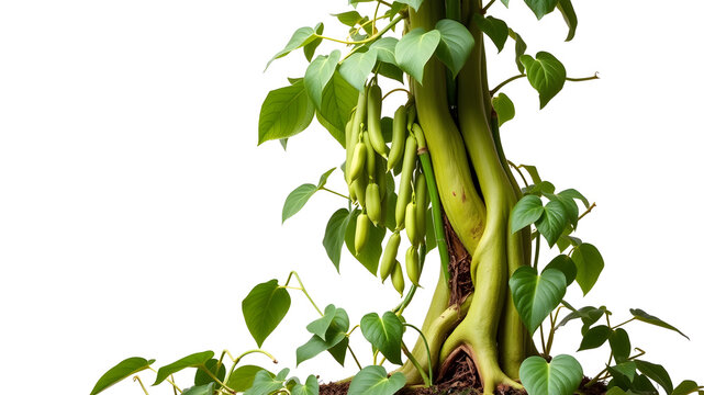 Beanstalk grown from magic beans, white background.&nbsp;Generative AI