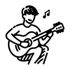 Guitarist icon in hand drawn style