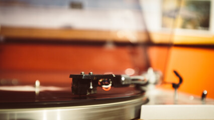 Retro Music Record Player with Copy Space