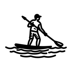 A person doing kayaking, hand drawn icon