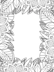 All these designs are hand-drawn and unique 
Beautiful Flowers Border black and white illustration for adult coloring book,
This is a printable Beautiful Zentangle Coloring page for KDP Interior,