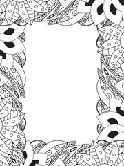 All these designs are hand-drawn and unique 
Beautiful Flowers Border black and white illustration for adult coloring book,
This is a printable Beautiful Zentangle Coloring page for KDP Interior,