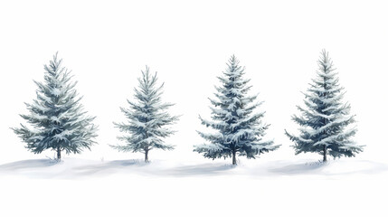 Foggy fir trees. Frostleaf. Illustration