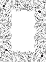 All these designs are hand-drawn and unique 
Beautiful Flowers Border black and white illustration for adult coloring book,
This is a printable Beautiful Zentangle Coloring page for KDP Interior,