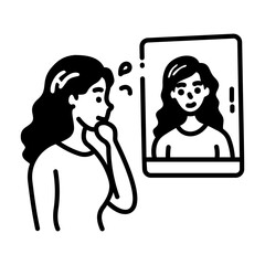 Hand drawn style icon of self reflection