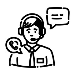 Hand drawn icon of customer service assistant