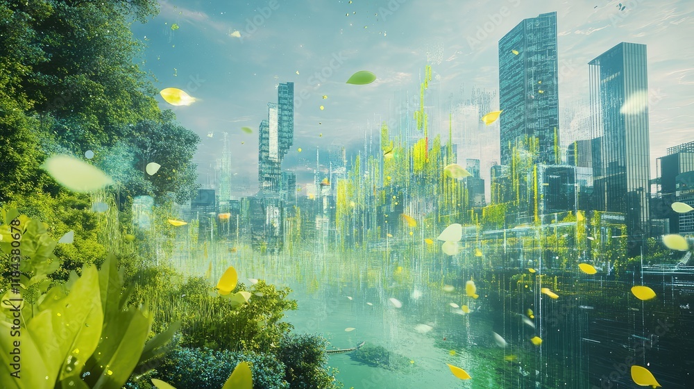 Poster quantum sensor technology for environmental protection, detecting pollution levels and monitoring ec