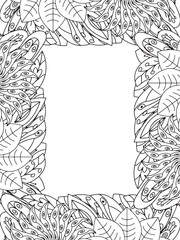 All these designs are hand-drawn and unique 
Beautiful Flowers Border black and white illustration for adult coloring book,
This is a printable Beautiful Zentangle Coloring page for KDP Interior,