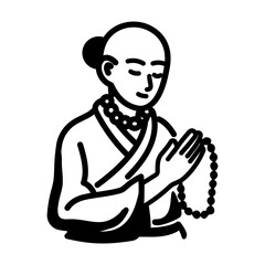 A doodle style icon of buddhist chanting