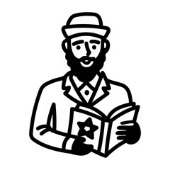 Doodle icon showing a jewish reciting book