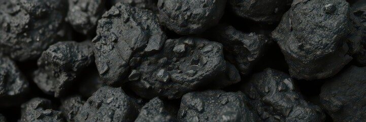 Dark, porous charcoal pieces, close-up BBQ texture, embers, fuel, black