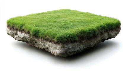 Floating Grassy Island: A Serene Minimalist Nature Scene