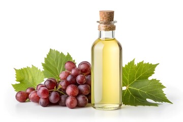 Cold-Pressed Grape Seed Oil on white background