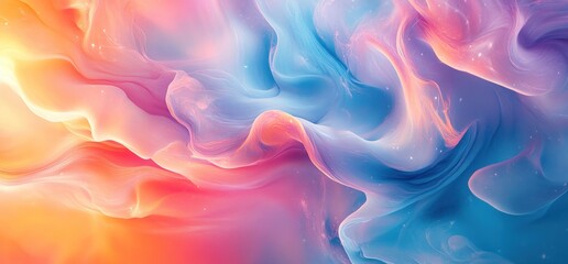 Obraz premium Abstract swirling pastel colors, vibrant fluid texture background.