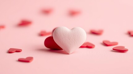 Obraz premium Romantic Valentine's Day Background with Hearts, Roses- Ideal for Celebrations and Love-Themed Designs