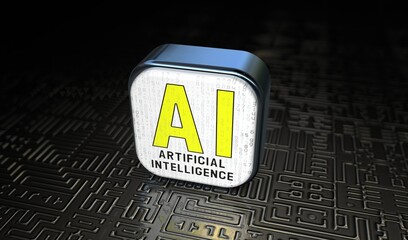 AI, Artificial Intelligence, Social Media Concept. 3D Visual Design.