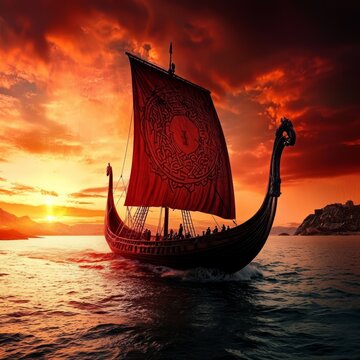 Exploring the fusion of history and technology through Viking ship AI art.