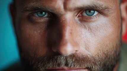 Obraz premium This striking portrait of a soldier emphasizes his bold demeanor and emotional depth, capturing a moment of introspection and resilience through intricate facial details.