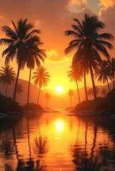 Obraz premium sunset on the beach