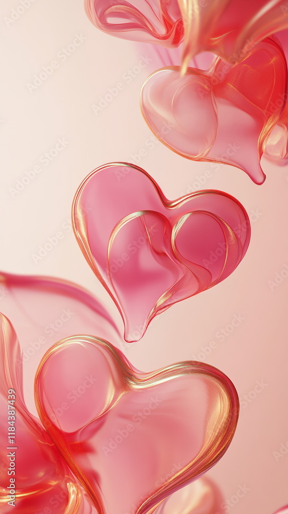 Poster soft and dreamy valentine's day vertical greeting banner background with empty copy space with overl