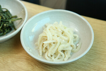Korean side dishes. Stir-fried radish greens