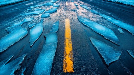 frozen ice on the lake