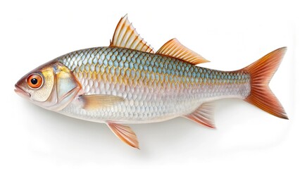 Obraz premium Close-up of a fish isolated on white background.