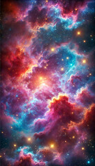 Fototapeta premium This vibrant cosmic wallpaper offers a beautiful, expansive view of the universe with a rich array of nebula colors and sparkling stars. Perfect for users who love space and astronomy