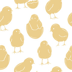 Flat vector chicks background. Whimsical illustration