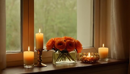 Elegant Crystal Perfume Bottle with Floral Arrangement by a Sunny Window. 4